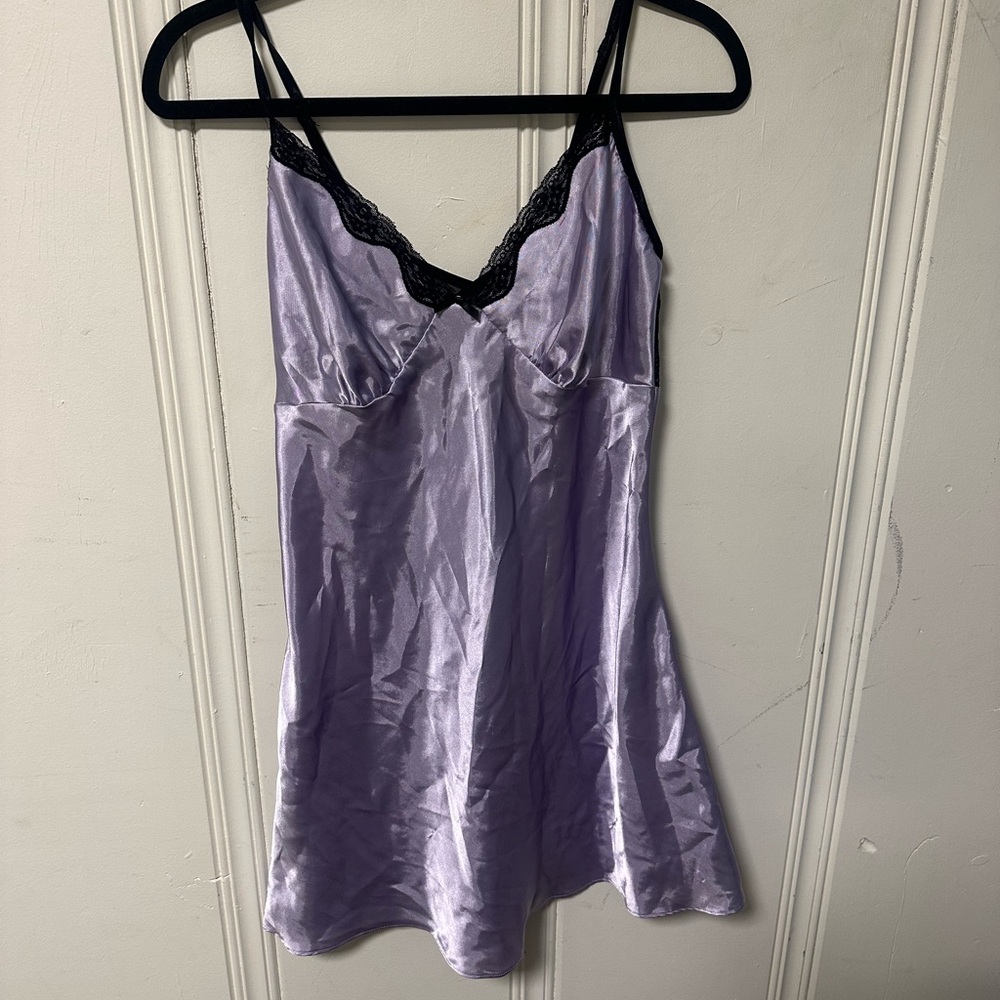 APT 9 Lavender Purple Black Lace
Lingerie Silk Slip Size Large